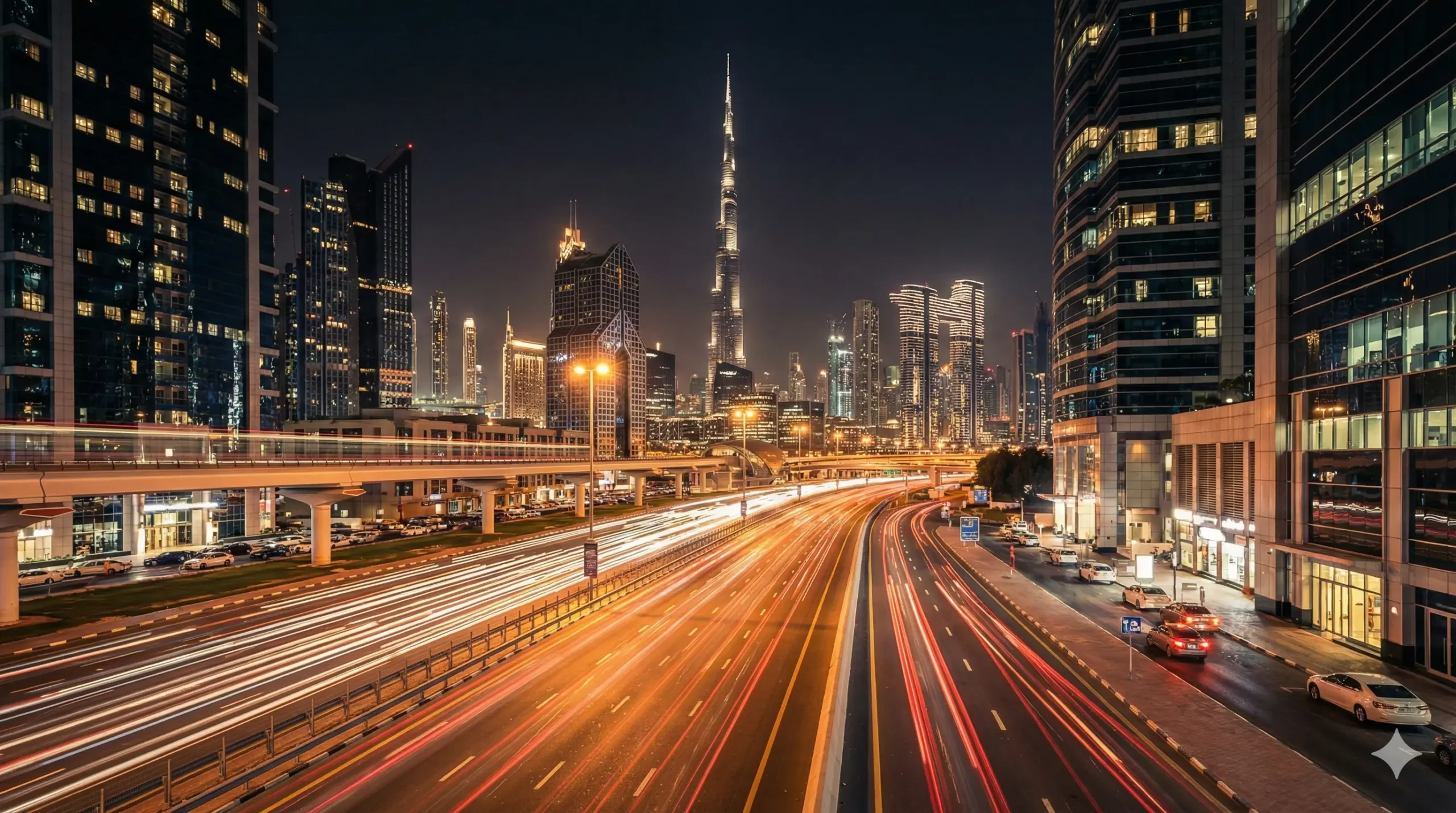 Dubai Sheikh Zayed Road traffic and road closures on New Year's Eve 2026.