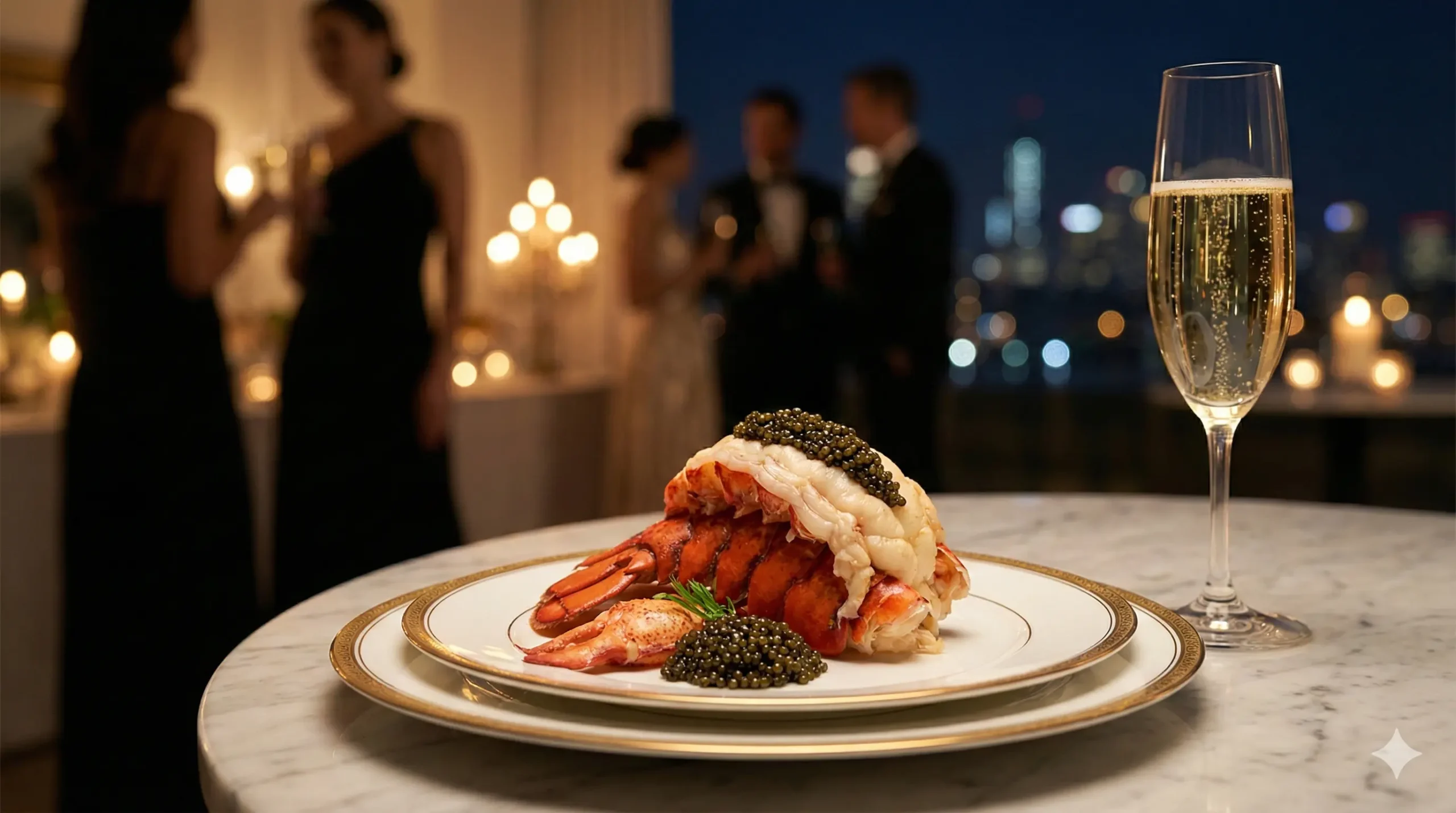 Gourmet lobster and caviar dinner at Atlantis The Royal Gala.
