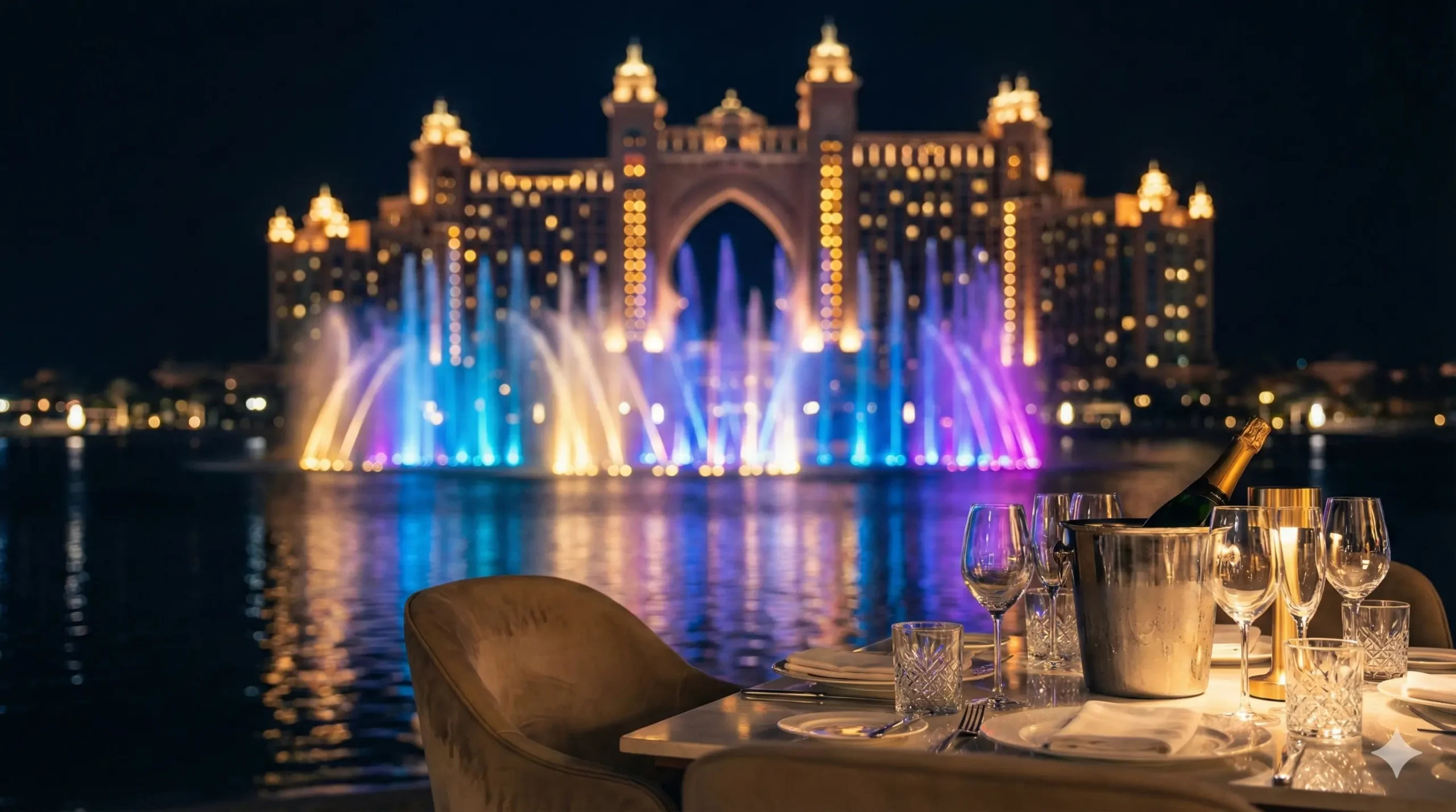 Watching Atlantis fireworks from The Pointe Dubai Palm Jumeirah.